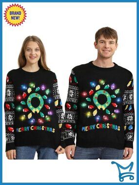100% Acrylic Light Up Ugly Christmas Sweater Pullover Crew Neck Long Sleeve